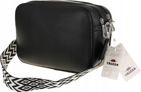 CHARRO Włoska Torebka Damska Listonoszka kuferek Modna CH966846 Black - zdjęcie 2
