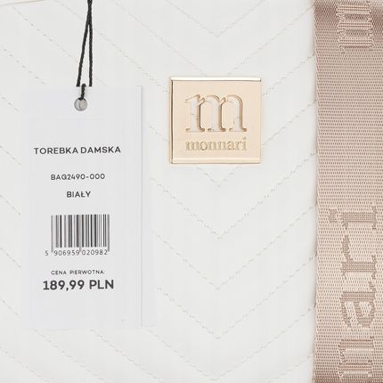 Monnari Torebka Damska Listonoszka Chanelka Pikowana Biała Logo - zdjęcie 3