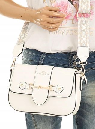 CHARRO Włoska Torebka Damska Kuferek Miejska Listonoszka CH667864 White - zdjęcie 2