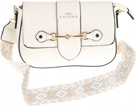 CHARRO Włoska Torebka Damska Kuferek Miejska Listonoszka CH667864 White - zdjęcie 5