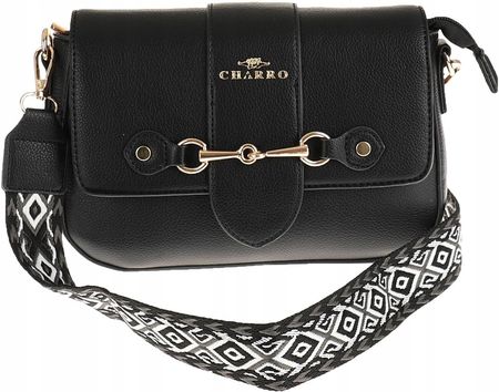 CHARRO Włoska Torebka Damska Kuferek Miejska Listonoszka CH667864 Black - zdjęcie 2