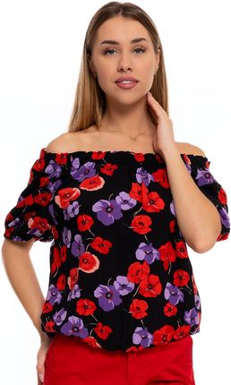 Bluzka Damska Elegancka Wiskozowa w Stylu Hiszpanki w Kwiaty Wzory MORAJ XL - zdjęcie 3