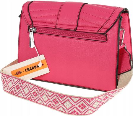 CHARRO Włoska Torebka Damska Kuferek Miejska Listonoszka CH5578106 Fuchsia - zdjęcie 3