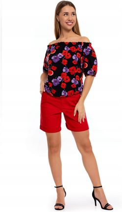 Bluzka Damska Elegancka Wiskozowa w Stylu Hiszpanki w Kwiaty Wzory MORAJ S - zdjęcie 4