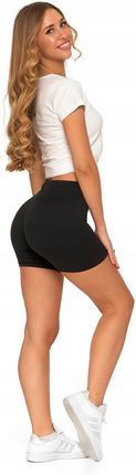 Legginsy Damskie Kolarki Krótkie Shorty z Wysokim Stanem CZARNY MORAJ 3XL - zdjęcie 2