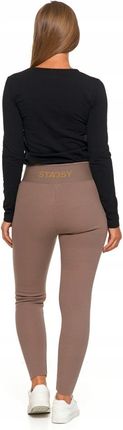 LEGGINSY DAMSKIE OCIEPLANE PRĄŻKOWANE WYSOKI STAN DOPASOWANE MORAJ S/M - zdjęcie 2