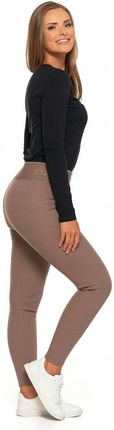 LEGGINSY DAMSKIE OCIEPLANE PRĄŻKOWANE WYSOKI STAN DOPASOWANE MORAJ S/M - zdjęcie 3