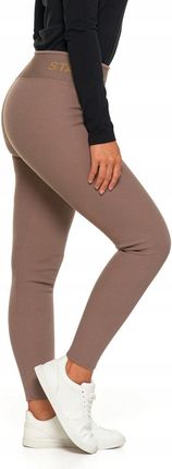 LEGGINSY DAMSKIE OCIEPLANE PRĄŻKOWANE WYSOKI STAN DOPASOWANE MORAJ S/M - zdjęcie 6