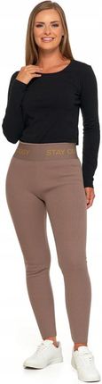 LEGGINSY DAMSKIE OCIEPLANE PRĄŻKOWANE WYSOKI STAN DOPASOWANE MORAJ S/M - zdjęcie 5
