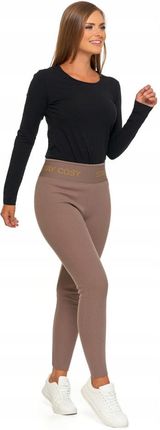 LEGGINSY DAMSKIE OCIEPLANE PRĄŻKOWANE WYSOKI STAN DOPASOWANE MORAJ S/M - zdjęcie 4
