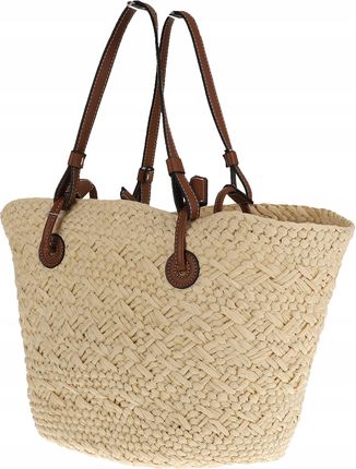 Torebka Damska Koszyk Słomiany Plażowa na Ramę Miejska Modna C25018H Beige - zdjęcie 2