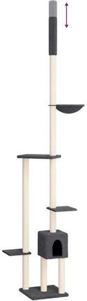 vidaXL Drzewko Dla Kota Do Sufitu Jasnoszare 258,5-284,5Cm - zdjęcie 3