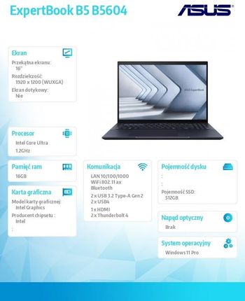 Laptop Asus Notebook ExpertBook B5 B5604CMA-QW0665X 16
