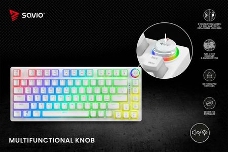 Klawiatura Savio PHENIX WHITE Gateron Red Pro (SAVGKPHENIXWHITEGATREDPUD) - zdjęcie 3