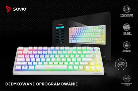 Klawiatura Savio PHENIX WHITE Gateron Red Pro (SAVGKPHENIXWHITEGATREDPUD) - zdjęcie 5