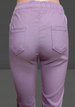 ELASTYCZNE SPODNIE DAMSKIE GUMKA cyrkonie gnieciuchy liliowe 4XL/5XL - zdjęcie 2