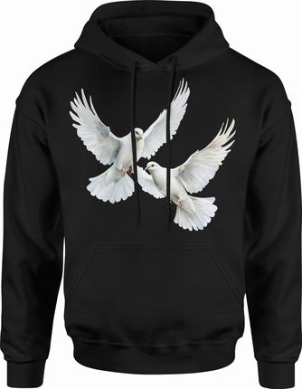 2 Białe gołębie Męska bluza z kapturem (L, Czerwony) - zdjęcie 2