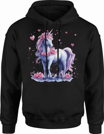 Fioletowy jednorożec Męska bluza z kapturem (XXL, Szary) - zdjęcie 2