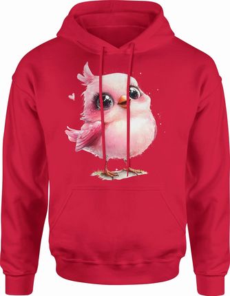 Różowy uroczy ptaszek Męska bluza z kapturem (L, Szary) - zdjęcie 2