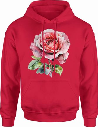 Różowa róża Męska bluza z kapturem (XL, Szary) - zdjęcie 2
