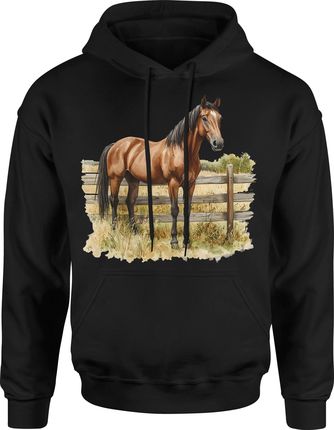 Doskojny brązowy koń Męska bluza z kapturem (XL, Szary) - zdjęcie 2