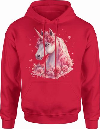Różowy jednorożec Męska bluza z kapturem (S, Szary) - zdjęcie 2
