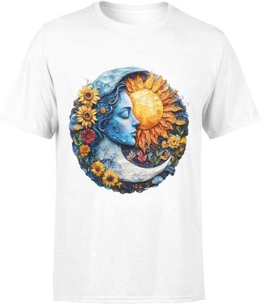 Księżyc słońce w kwiaty Męska koszulka (3XL, Czarny) - zdjęcie 2