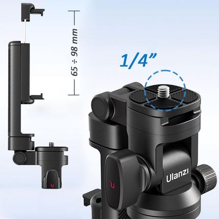 Statyw i Kijek Selfie ULANZI MT-78 uchwyt na telefon + 2x zimna stopka + pilot Bluetooth - zdjęcie 5