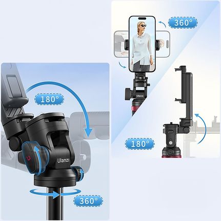 Statyw i Kijek Selfie ULANZI MT-78 uchwyt na telefon + 2x zimna stopka + pilot Bluetooth - zdjęcie 3