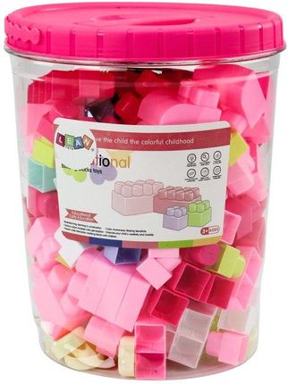 Lean Toys Klocki W Wiaderku Edukacyjne Duże Budowlane Zestaw Różowe 160El. - zdjęcie 2