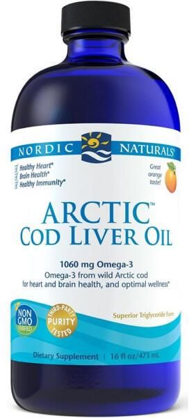 Zdjęcie Nordic Naturals Arctic Cod Liver Tran 1060mg Omega Pomarańcza 437ml - Bychawa