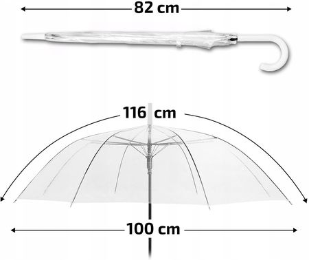 Parasol Parasolka Przeźroczysta Transparentna Ślub Biała Duża Długa Damska - zdjęcie 3