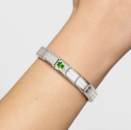 Charms Nomination Link 18K zawieszka złoto Zielona Koniczynka 630302 12 - zdjęcie 2