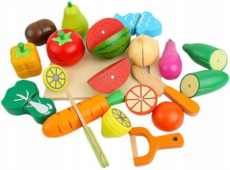 KLOCKI MAGNETYCZNE DREWNIANE OWOCE WARZYWA KLOCKI DUŻY ZESTAW MONTESSORI - zdjęcie 3
