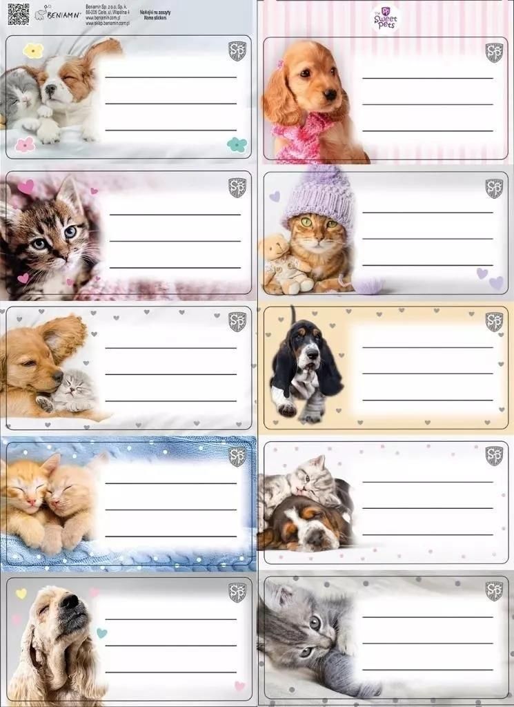 Zdjęcie Beniamin Naklejki Na Zeszyty Pasek The Sweet Pets Kids - Prószków