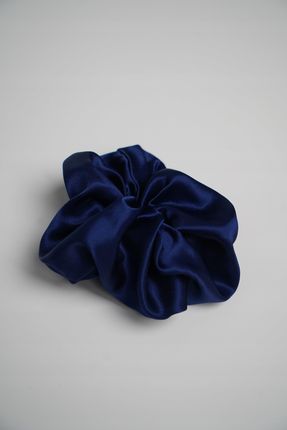 JEDWABNA GUMKA DO WŁOSÓW100% JEDWAB MORWOWY 22 mm SCRUNCHIE GRANATOWY r.L - zdjęcie 2