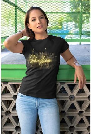 Koszulka damska Golden Metropolis Skyline złota panorama T-shirt damski - zdjęcie 3
