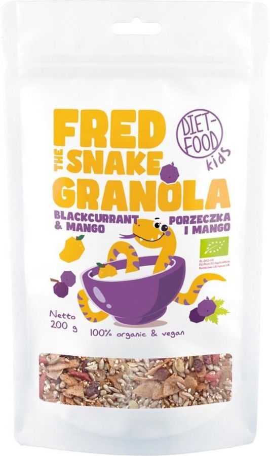 Zdjęcie Diet-Food Bio Granola Fred The Snake Mango i Czarna Porzeczka 200g - Sianów