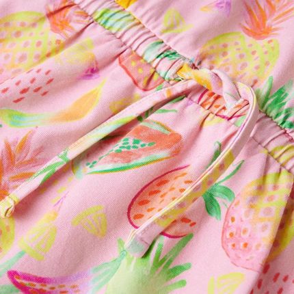 Sukienka dziecięca owocowa, 140, różowa, bawełna/elastan, kimono - zdjęcie 2