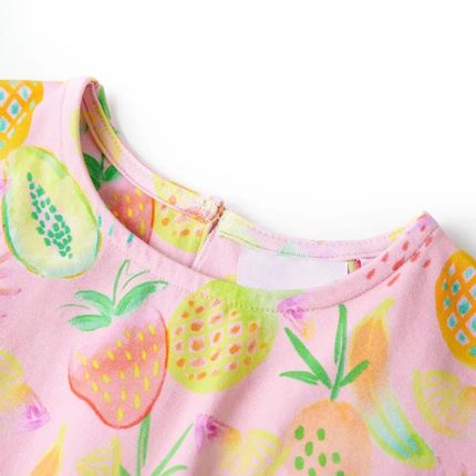 Sukienka dziecięca owocowa, 140, różowa, bawełna/elastan, kimono - zdjęcie 3