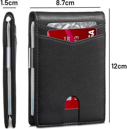 Portfel RFID Etui ochronne blokujące sygnał na karty dokumenty cienki Alogy Small męski damski Wallet Czarny - zdjęcie 2