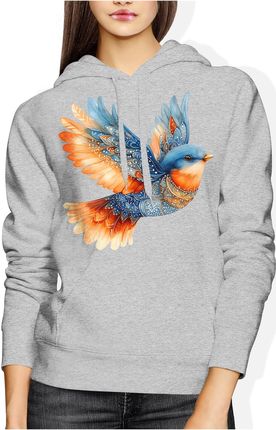 Niebieski ptaszek Mandala Damska bluza z kapturem (L, Różowy) - zdjęcie 2