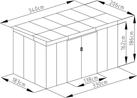 Domek Ogrodowy G21 Grah 700 340 X 206cm Metaliczny Szary - zdjęcie 2