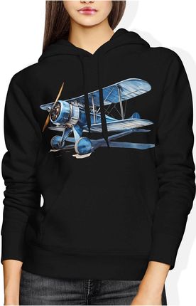 Vintage samolot dla pilota z samolotem Damska bluza z kapturem (M, Różowy) - zdjęcie 2