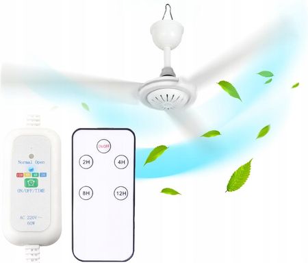 WENTYLATOR SUFITOWY Z WIATRAKIEM CICHY BIAŁY WIATRAK 90cm + PILOT TIMER - zdjęcie 6