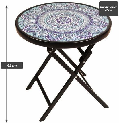 Stolik Bistro Ogrodowy Składany 45cm Niebieski/Wzory - zdjęcie 2