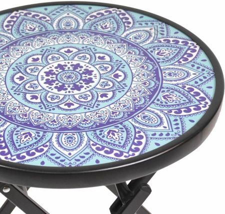 Stolik Bistro Ogrodowy Składany 45cm Niebieski/Wzory - zdjęcie 3