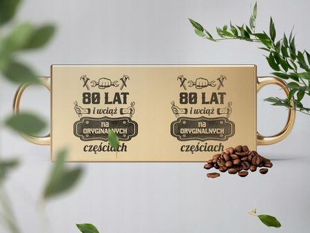 Bullz Kubek Złoty Ceramiczny 330 Ml 80 Lat Wciąż Na Oryginalnych Prezent Urodziny - zdjęcie 3