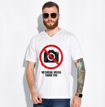 Jhk Koszulka Męska Biała #Nosocialmedia Bez Social Mediów Rozmiar Xl - zdjęcie 3