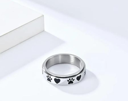 PIERŚCIONEK OBRĄCZKA OBROTOWY ANTYSTRESOWY FIDGET ŁAPKI ZWIERZAK / r17 - zdjęcie 2